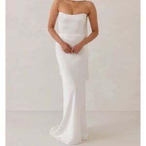 White Strapless Sheath Wedding Gown